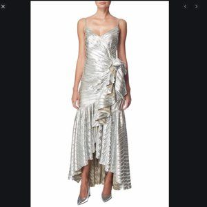 Rodarte Ruffled Silver Metallic Lamé Dress